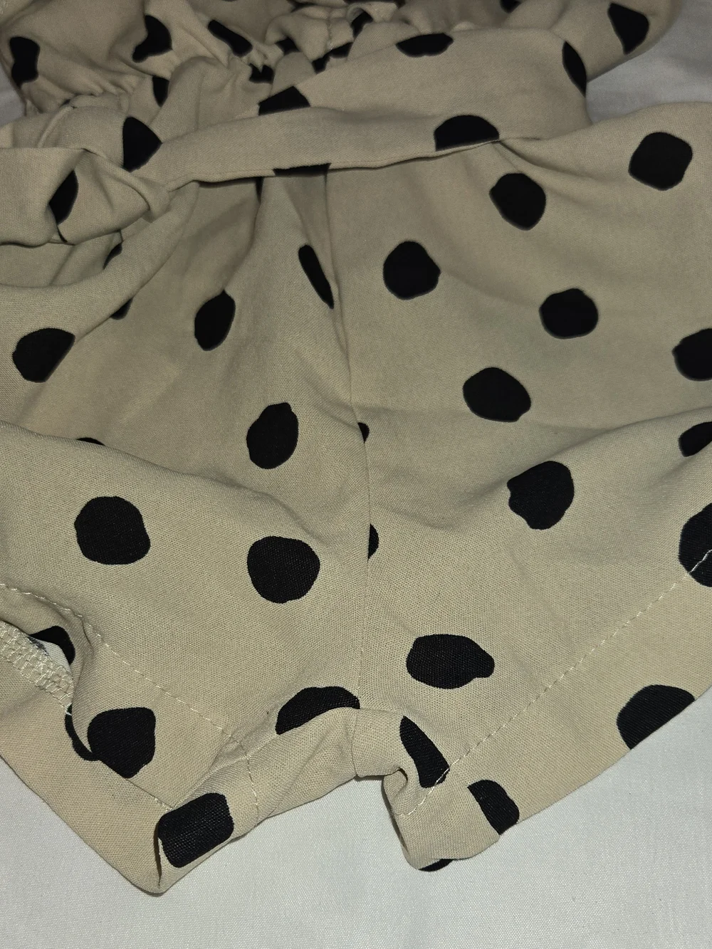 Polka Dot Tie-Shoulder JumpSuit in Beige SZ 2T